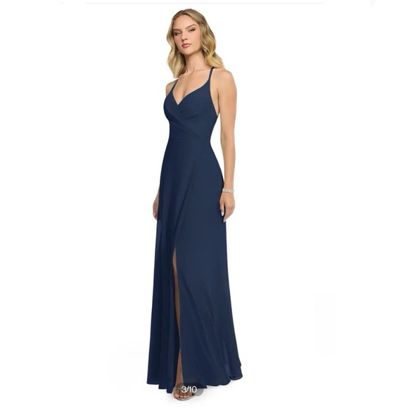 AZAZIE DAVIS - Navy A-Line V-Neck Chiffon Dress - Picture 2 of 3